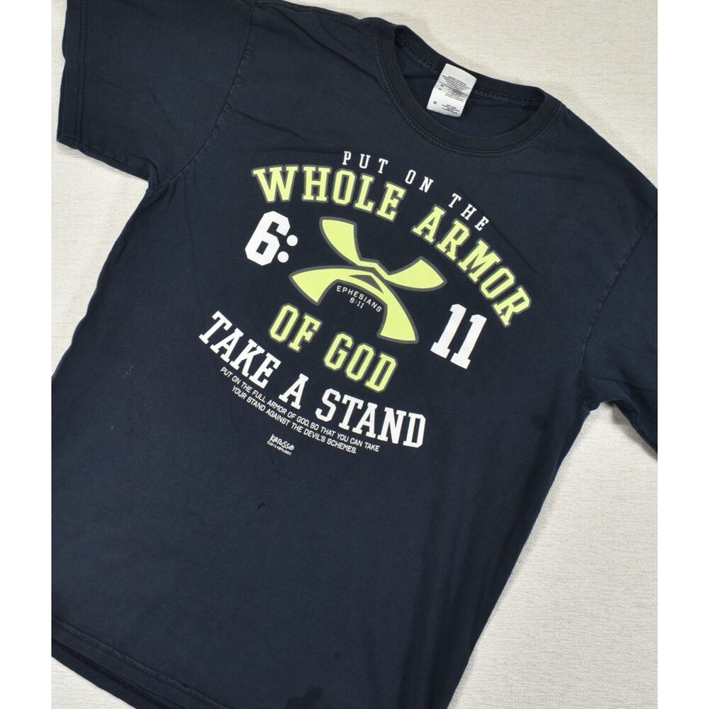 Vtg Whole Armor Of God Shirt Adult Medium Kerusso Jesus Sports Spoof Thrashed